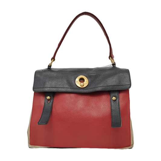 YSL MUSE TWO Red Cowhide Handbag Single Shoulder Bag Crossbody Bag Golden hardware-(SKU)-947613450