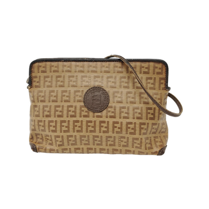 FENDI 棕色涂层帆布双F斜挎包 Silver Hardware-(SKU)-948081952