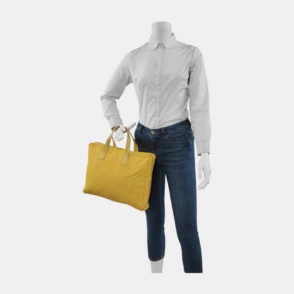 CHANEL TRAVEL LINE Yellow Canvas Ice Grid Jacquard Handbag Silver Hardware 7nan-(SKU)-948075936