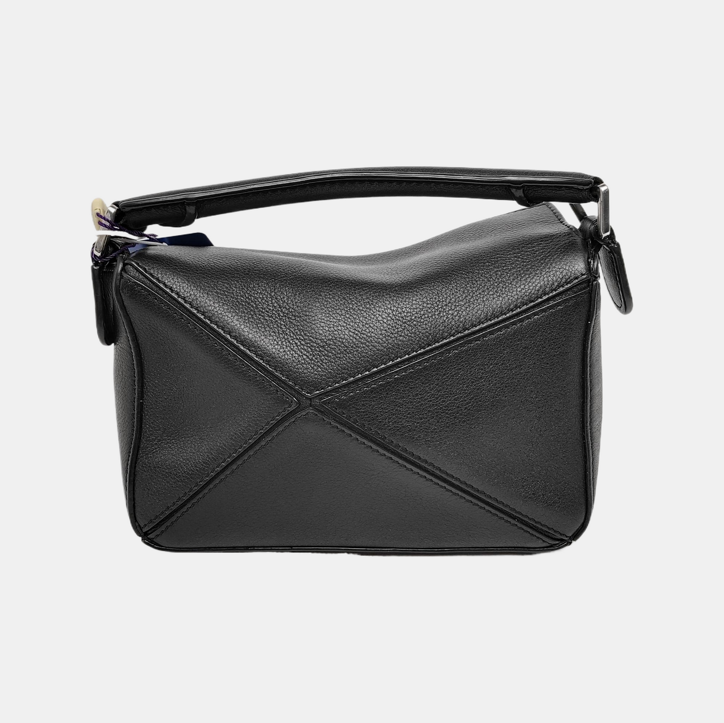 LOEWE Puzzle Mini Black Calf Leather Geometric Crossbody Shoulder Bag Tote Bag-(SKU)-948018688