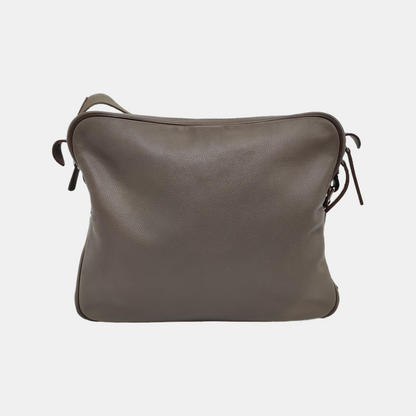 HERMÈS Hebdo Reporter Asphalt Grey Evercolor Calfskin Single Shoulder Bag Crossbody Bag Silver Hardware 🄾 Stamped-(SKU)-948246484