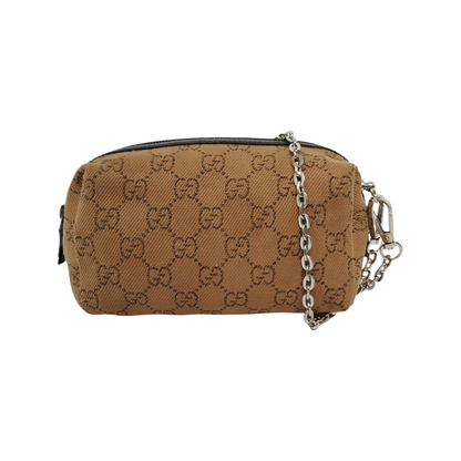 GUCCI Khaki Canvas Monogrammed Handbag Silver Hardware-(SKU)-948094258
