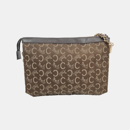 CELINE Brown Canvas Jacquard Clutch Bag Brown Hardware-(SKU)-948094176
