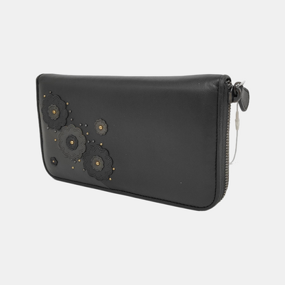 BOTTEGA VENETA Black Lamb Leather Patchwork Studs Wallet Golden hardware-(SKU)-947997451