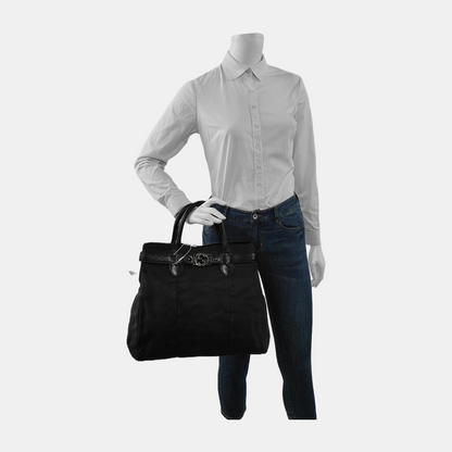 GUCCI Tote bag Black Canvas Quilted Cutout Tote Bag Silver Hardware-(SKU)-948087482