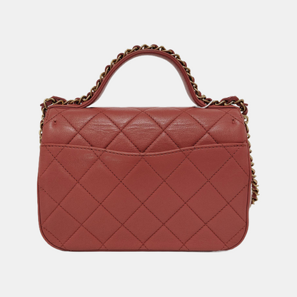 CHANEL CHAIN INFINITY TOP HANDLE Pink Lamb Skin Quilted Single Shoulder Bag Tote Bag Crossbody Bag Golden Hardware 28 Closure-(SKU)-948138868