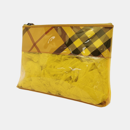 BURBERRY Yellow Special Material Printed Clutch Black hardware-(SKU)-948078724