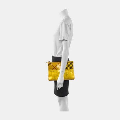BURBERRY Yellow Special Material Printed Clutch Black hardware-(SKU)-948078724