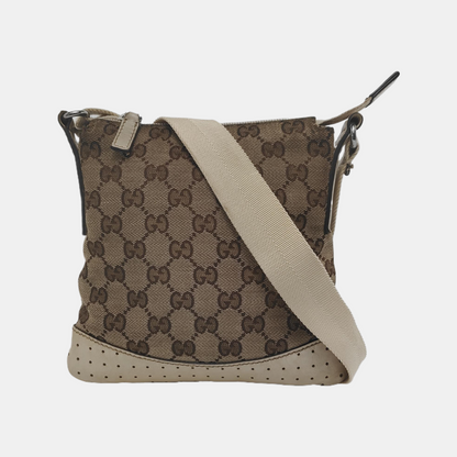 GUCCI Tote bag Khaki canvas old flower floral single shoulder bag crossbody bag Silver Hardware-(SKU)-947994741