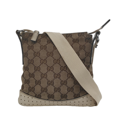 GUCCI Tote bag Khaki canvas old flower floral single shoulder bag crossbody bag Silver Hardware-(SKU)-947994741
