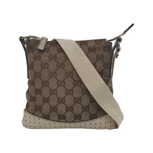 GUCCI Tote bag Khaki canvas old flower floral single shoulder bag crossbody bag Silver Hardware-(SKU)-947994741