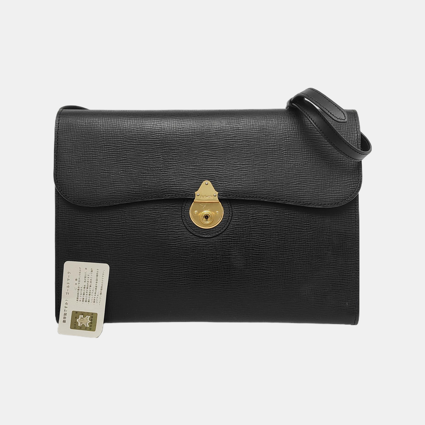 BURBERRY Black Leather Clutch Golden hardware-(SKU)-948252545