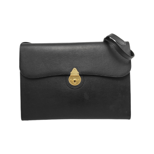 BURBERRY Black Leather Clutch Golden hardware-(SKU)-948252545