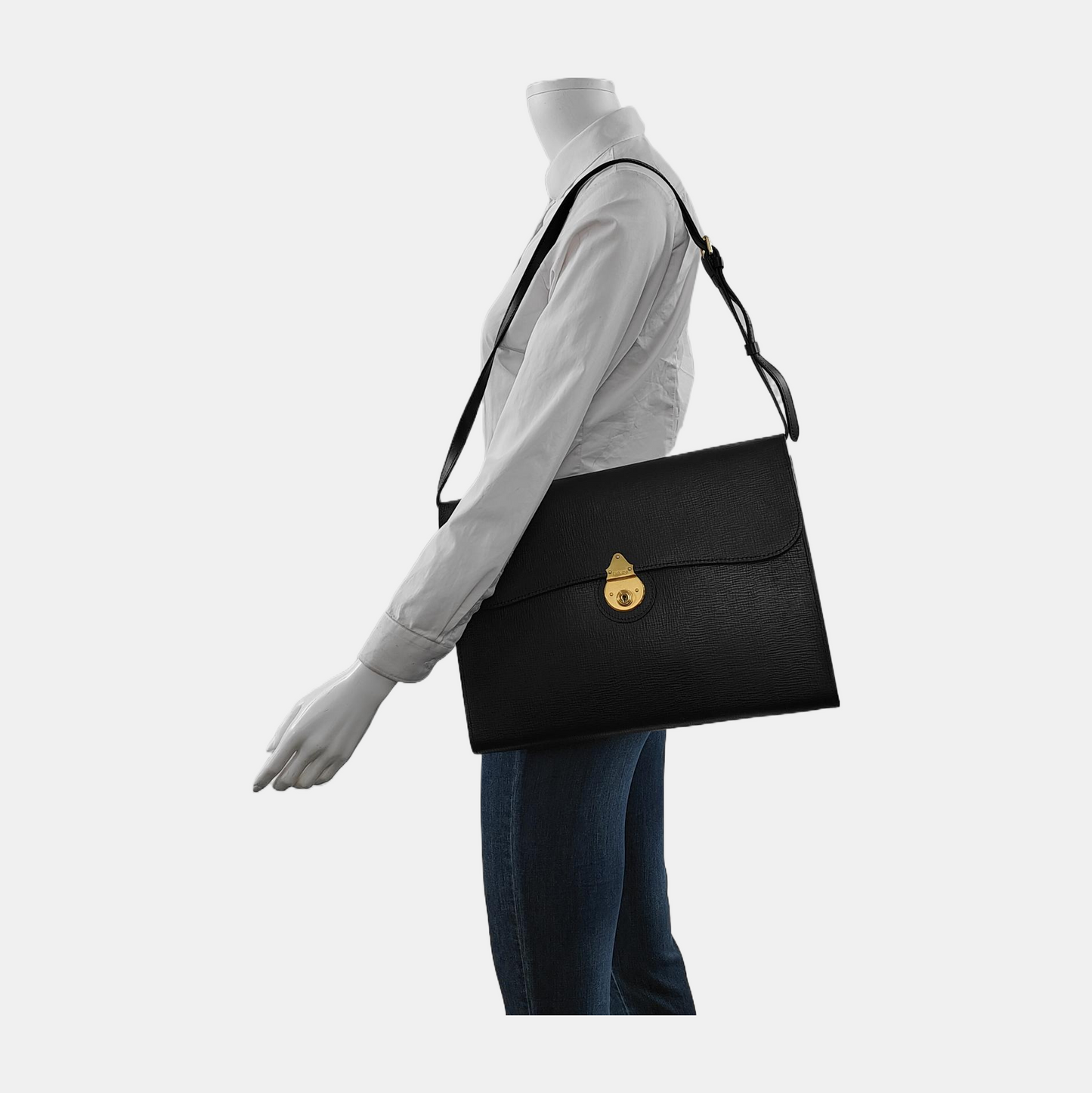 BURBERRY Black Leather Clutch Golden hardware-(SKU)-948252545