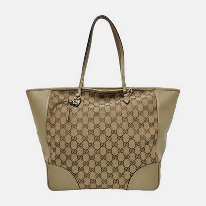GUCCI Bree Medium size Khaki Canvas Tote Bag Silver Hardware-(SKU)-948482919
