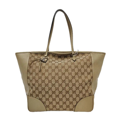 GUCCI Bree Medium size Khaki Canvas Tote Bag Silver Hardware-(SKU)-948482919
