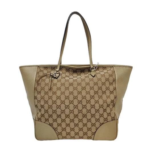 GUCCI Bree Medium size Khaki Canvas Tote Bag Silver Hardware-(SKU)-948482919
