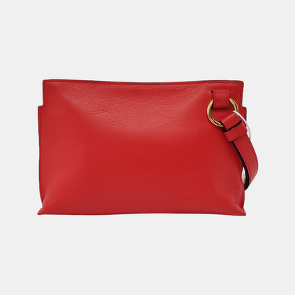 LOEWE T Pouch  Red Leather Clutch Golden hardware-(SKU)-948509220