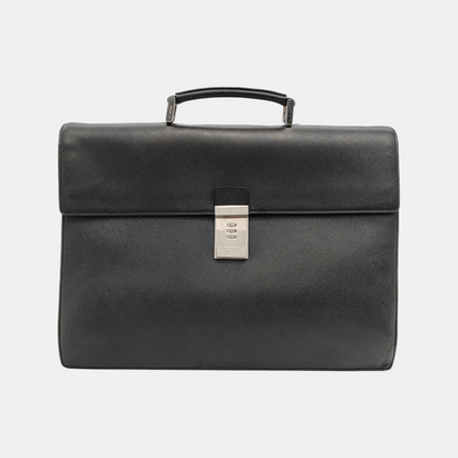PRADA Black Cowhide Cross Grain Handbag Silver Hardware-(SKU)-948515536