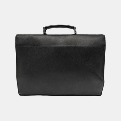 PRADA Black Cowhide Cross Grain Handbag Silver Hardware-(SKU)-948515536