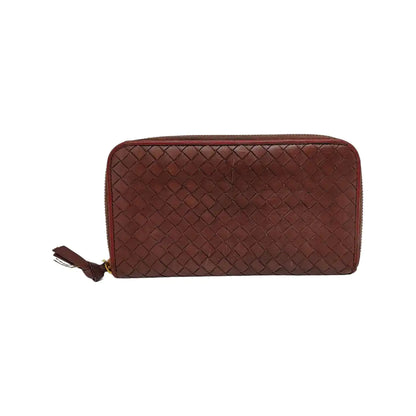 BOTTEGA VENETA Purple Cowhide Braided Wallet Golden hardware-(SKU)-948516731