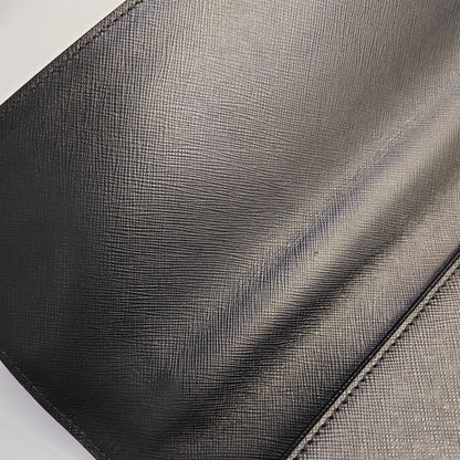 PRADA Black Cowhide Cross Grain Handbag Silver Hardware-(SKU)-948515536