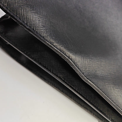 PRADA Black Cowhide Cross Grain Handbag Silver Hardware-(SKU)-948515536