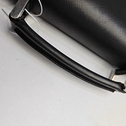 PRADA Black Cowhide Cross Grain Handbag Silver Hardware-(SKU)-948515536