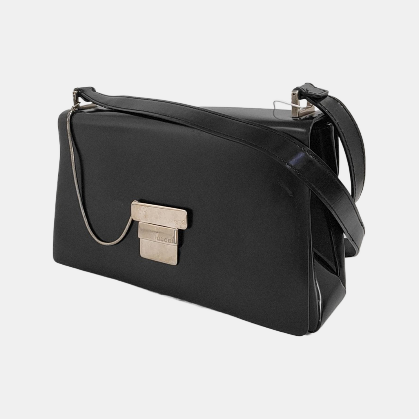 GUCCI Black Cowhide Single Shoulder Bag Crossbody Bag Silver Hardware-(SKU)-948769187