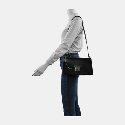 GUCCI Black Cowhide Single Shoulder Bag Crossbody Bag Silver Hardware-(SKU)-948769187