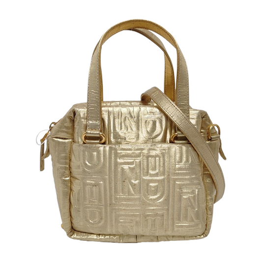 FENDI Gold Fabric Embossed Single Shoulder Bag Handbag Golden hardware Removable shoulder strap-(SKU)-948887695