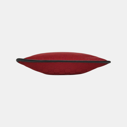 GUCCI Red Canvas Monogrammed Jacquard Shoulder Bag Silver Hardware-(SKU)-948846460
