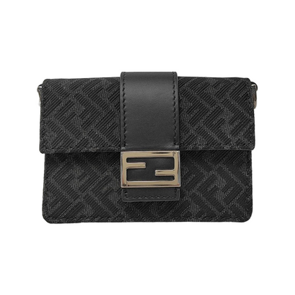 FENDI Baguette mini Black织物双F提花钱包 Silver Hardware-(SKU)-948893473