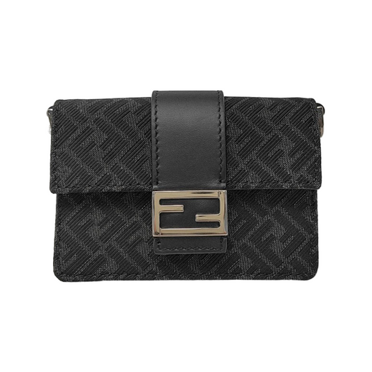 FENDI Baguette mini Black织物双F提花钱包 Silver Hardware-(SKU)-948893473