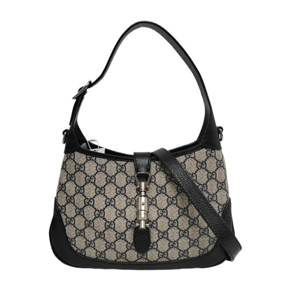 GUCCI Jackie 1961 Small Blue Coated Canvas Monogram Single Shoulder Bag Crossbody Bag with Detachable Strap and Accessories-(SKU)-944653565
