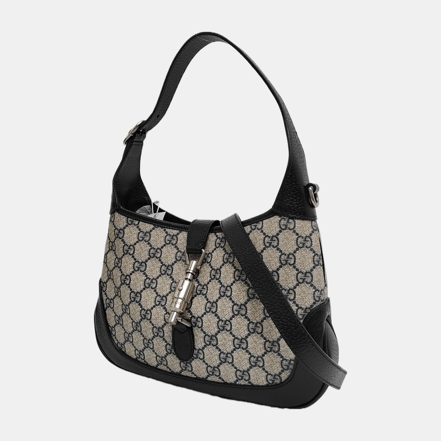 GUCCI Jackie 1961 Small Blue Coated Canvas Monogram Single Shoulder Bag Crossbody Bag with Detachable Strap and Accessories-(SKU)-944653565