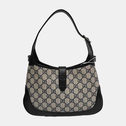GUCCI Jackie 1961 Small Blue Coated Canvas Monogram Single Shoulder Bag Crossbody Bag with Detachable Strap and Accessories-(SKU)-944653565