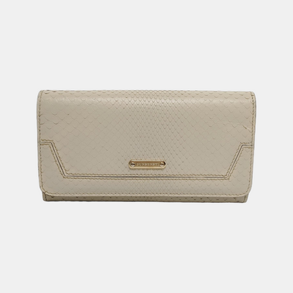 BURBERRY White snake skin wallet Golden hardware-(SKU)-935689724