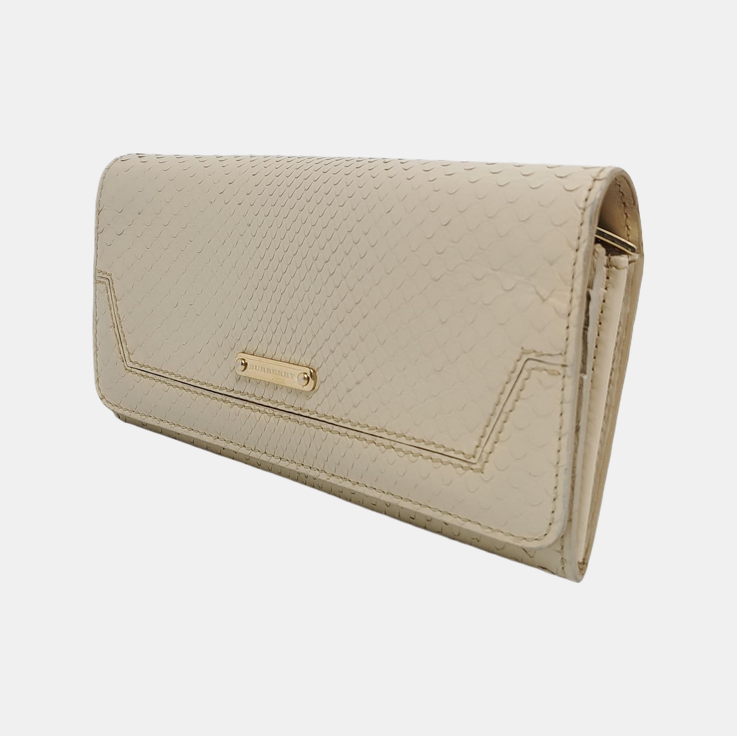 BURBERRY White snake skin wallet Golden hardware-(SKU)-935689724