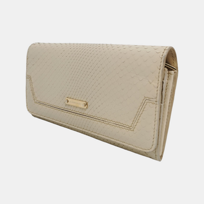 BURBERRY White snake skin wallet Golden hardware-(SKU)-935689724