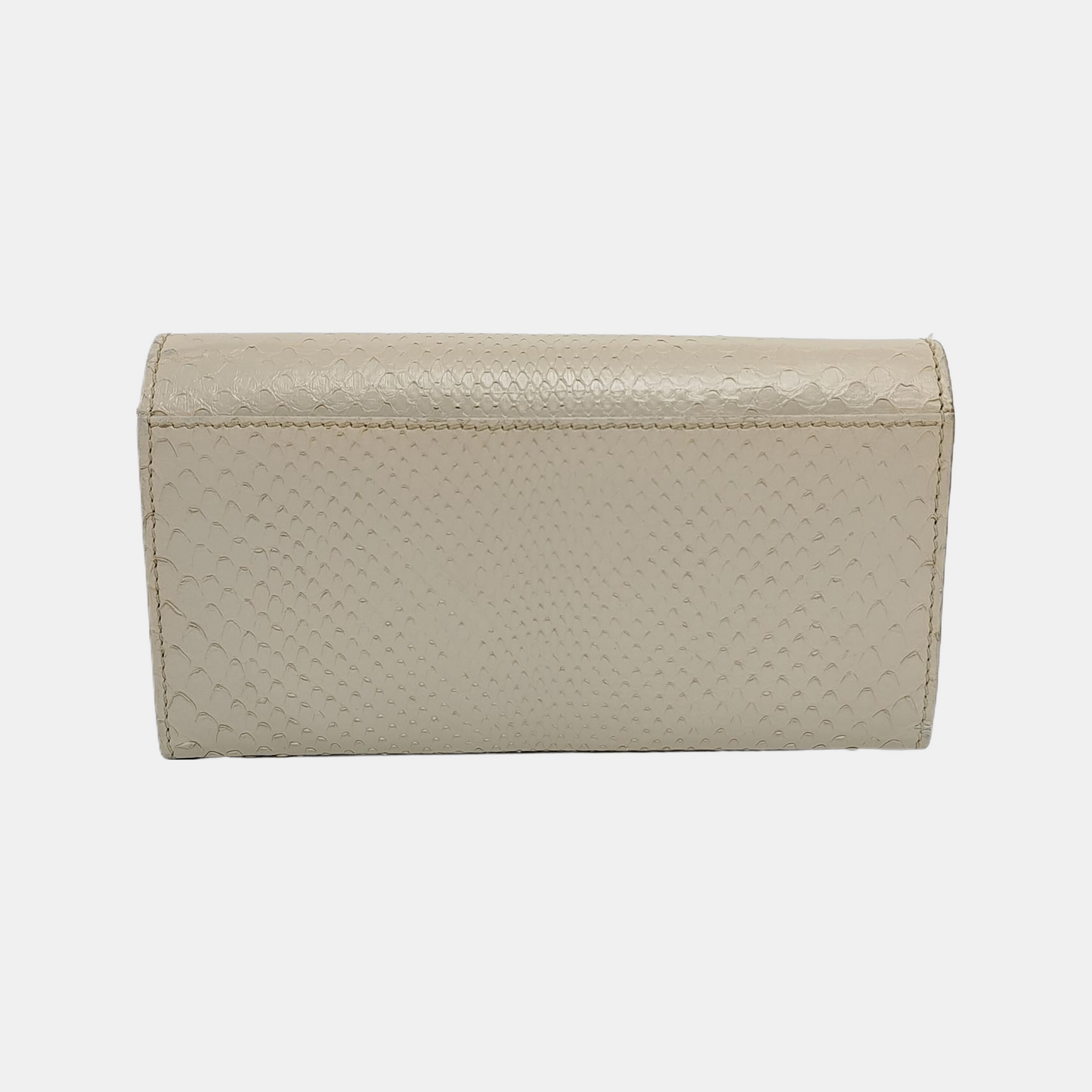 BURBERRY White snake skin wallet Golden hardware-(SKU)-935689724