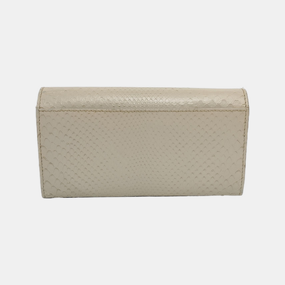 BURBERRY White snake skin wallet Golden hardware-(SKU)-935689724