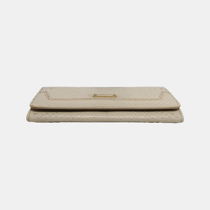 BURBERRY White snake skin wallet Golden hardware-(SKU)-935689724
