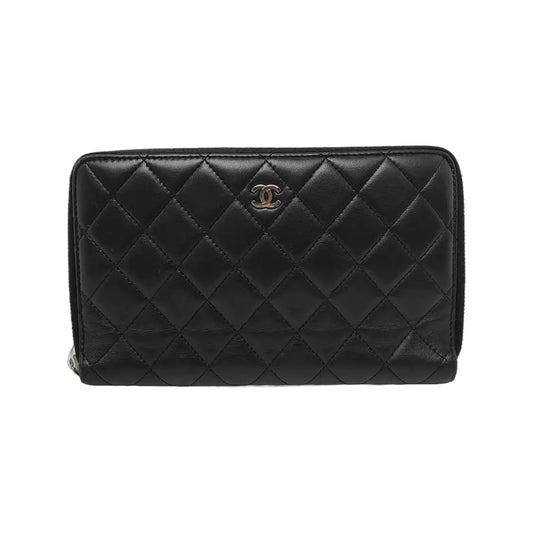CHANEL Black sheepskin diamond quilted handbag Silver Hardware 15nan-(SKU)-949359055