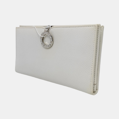 BVLGARI BVLGARI White Cowhide Wallet Silver Hardware-(SKU)-949211170