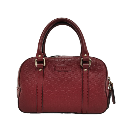 GUCCI Ligne Shima Red Calfskin Monogram Embossed Handbag Single Shoulder Bag Crossbody Bag Golden Silver Hardware-(SKU)-949440048