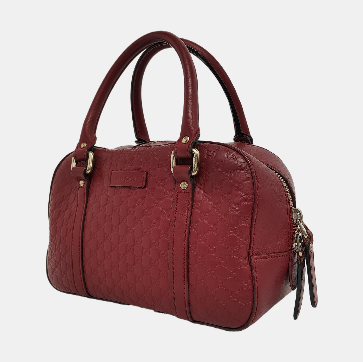 GUCCI Ligne Shima Red Calfskin Monogram Embossed Handbag Single Shoulder Bag Crossbody Bag Golden Silver Hardware-(SKU)-949440048