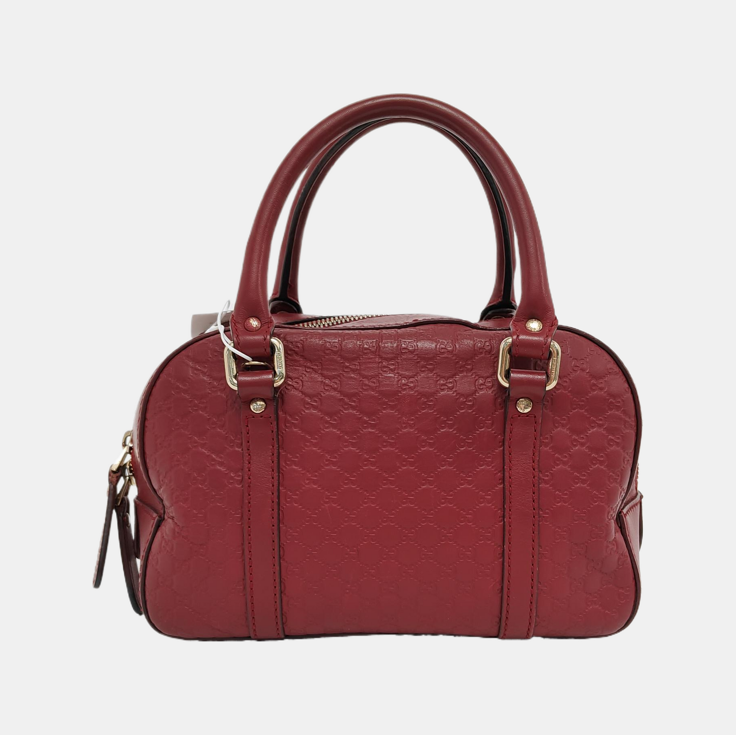 GUCCI Ligne Shima Red Calfskin Monogram Embossed Handbag Single Shoulder Bag Crossbody Bag Golden Silver Hardware-(SKU)-949440048
