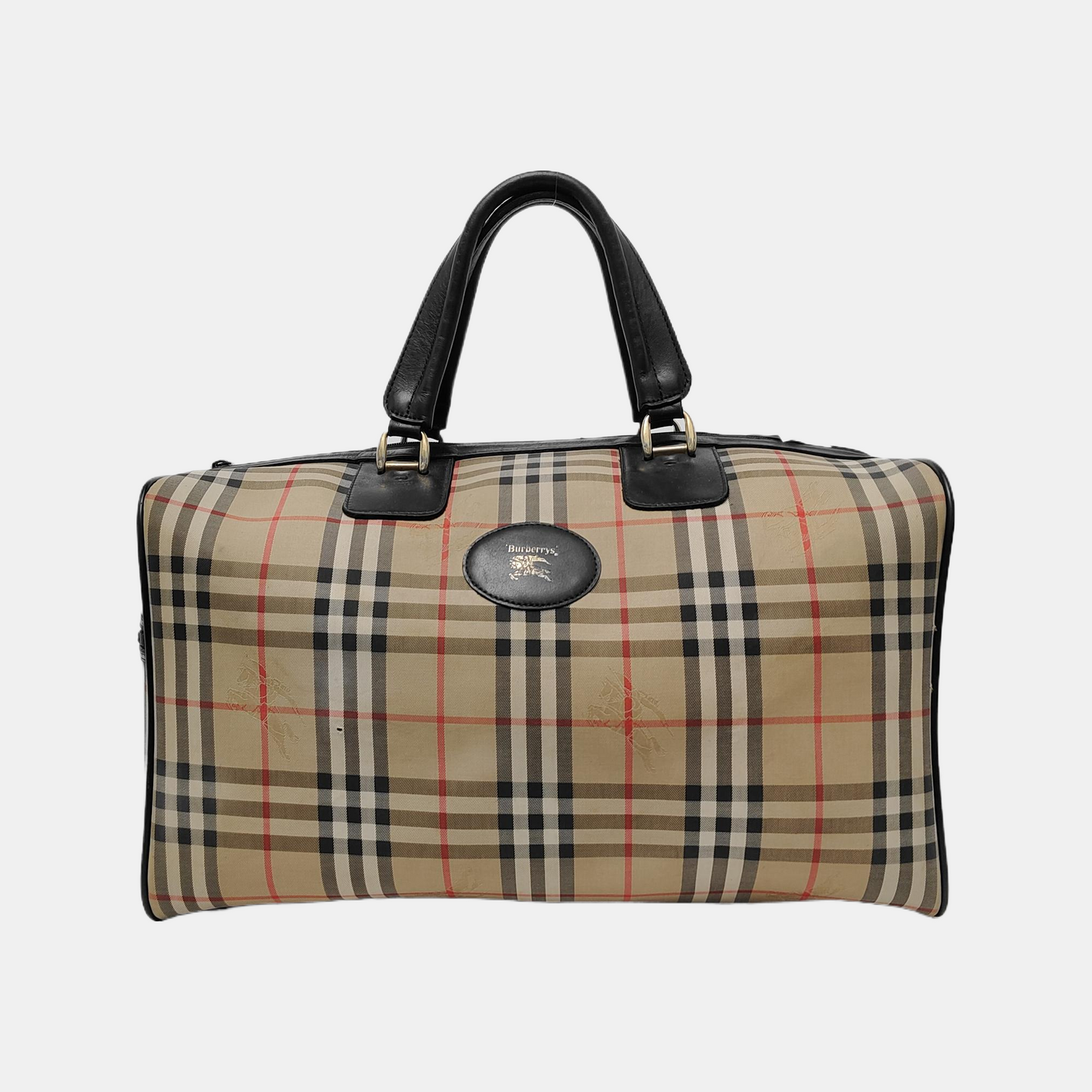 BURBERRY Khaki canvas military horse pattern tote bag Golden hardware-(SKU)-949172399