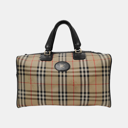 BURBERRY Khaki canvas military horse pattern tote bag Golden hardware-(SKU)-949172399